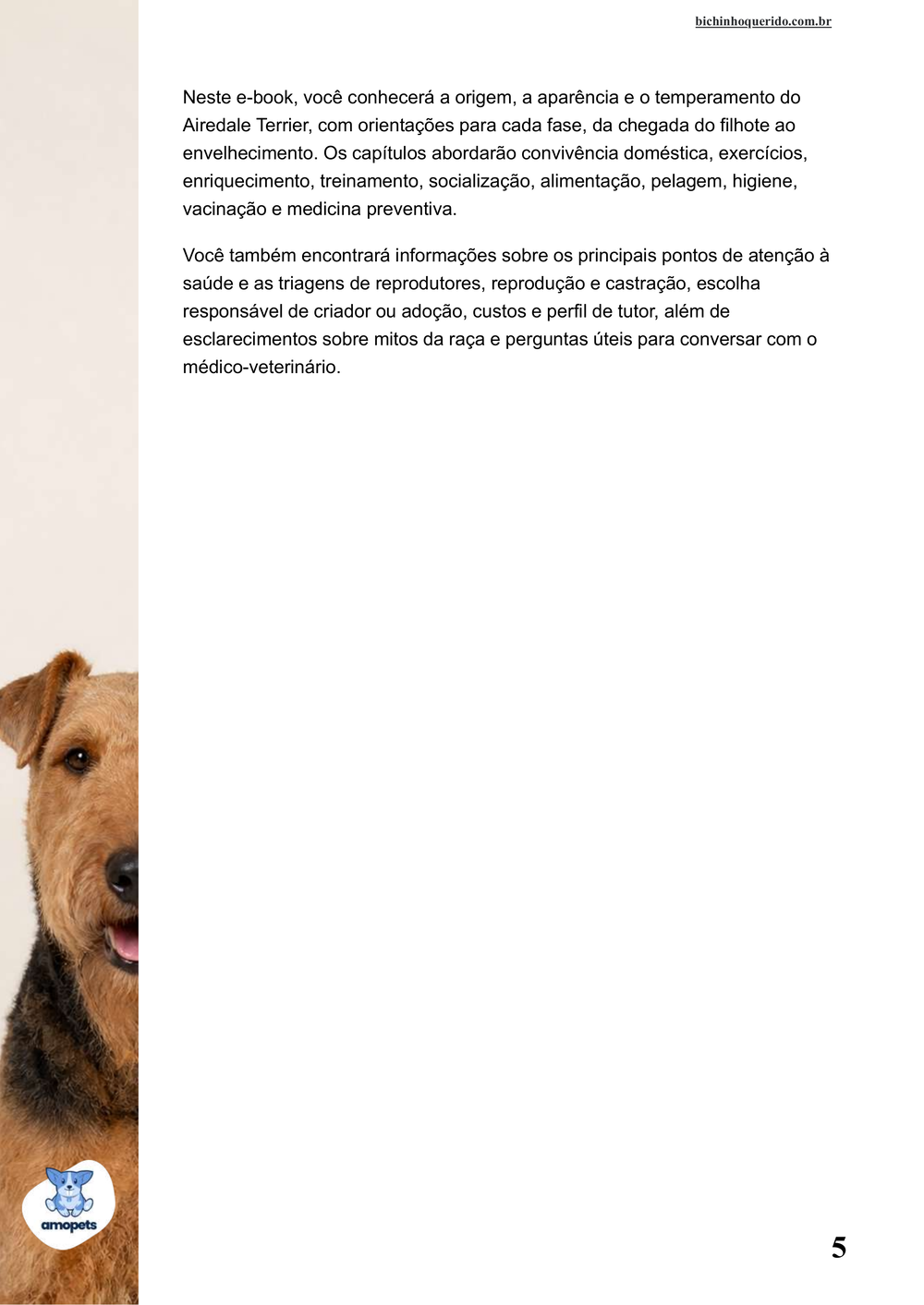 continuação da introdução do e-book Guia de Como Cuidar do Airedale Terrier