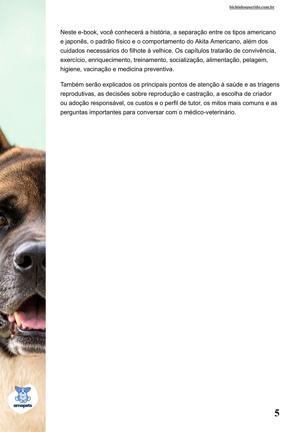 continuação da introdução do e-book Guia de Como Cuidar do Akita Americano