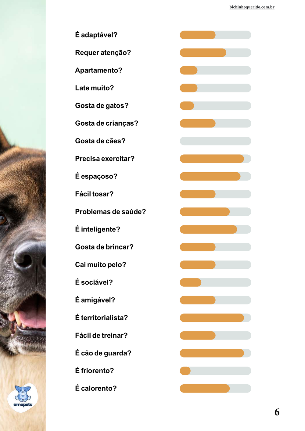 perfil da raça no e-book Guia de Como Cuidar do Akita Americano