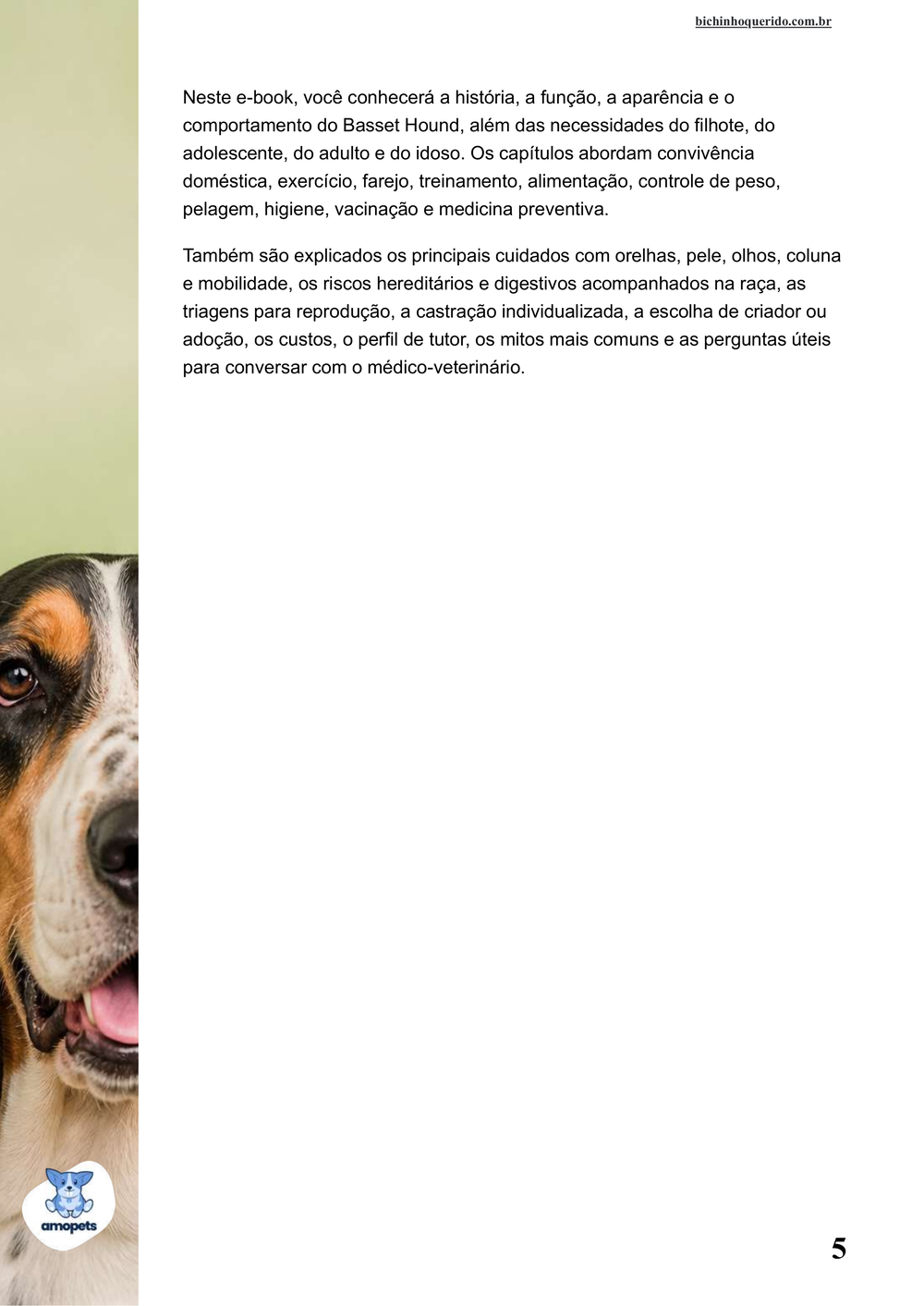 continuação da introdução do e-book Guia de Como Cuidar do Basset Hound