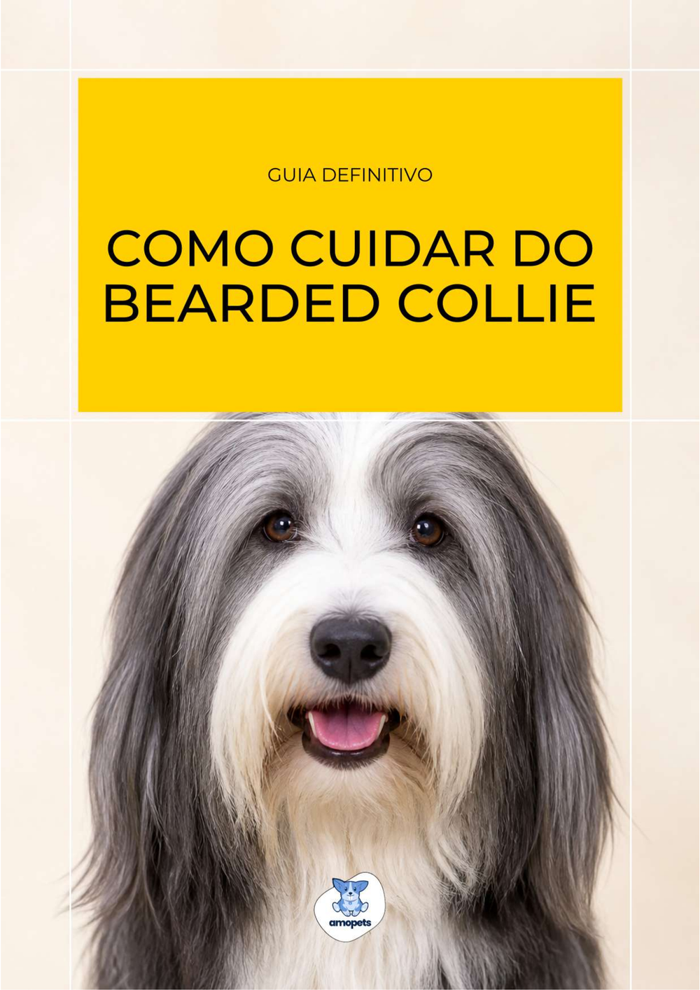 capa do e-book Guia de Como Cuidar do Bearded Collie