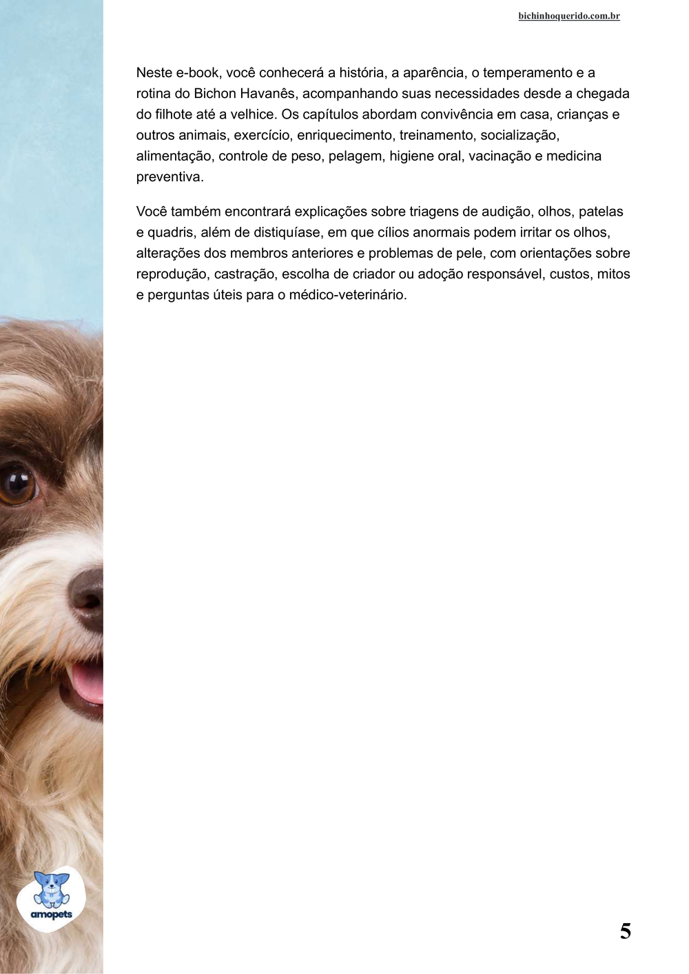 continuação da introdução do e-book Guia de Como Cuidar do Bichon Havanês