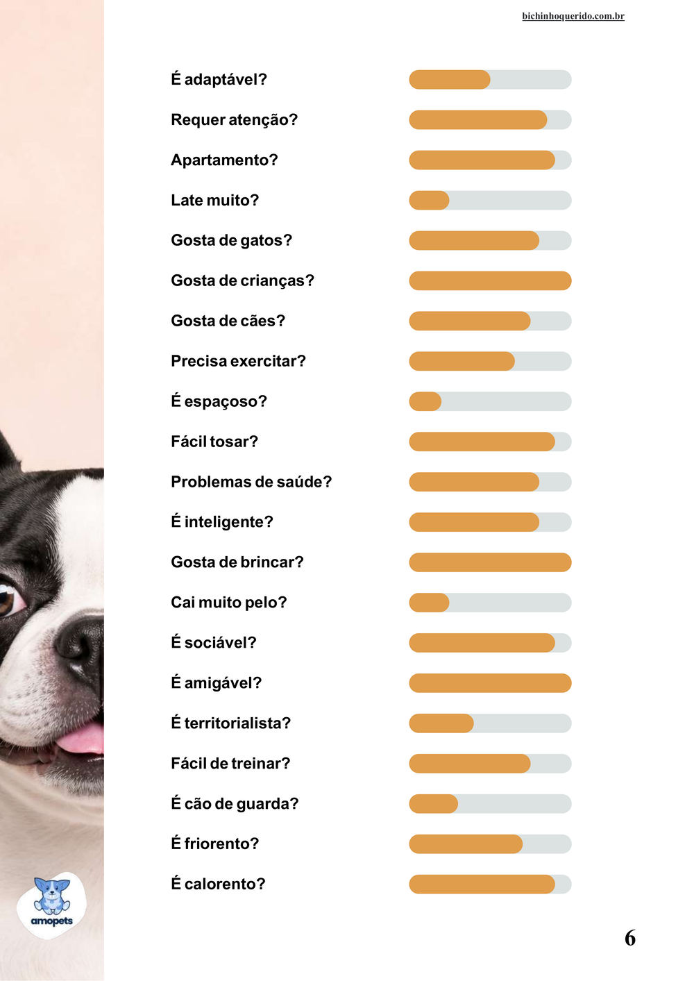 perfil da raça no e-book Guia de Como Cuidar do Boston Terrier