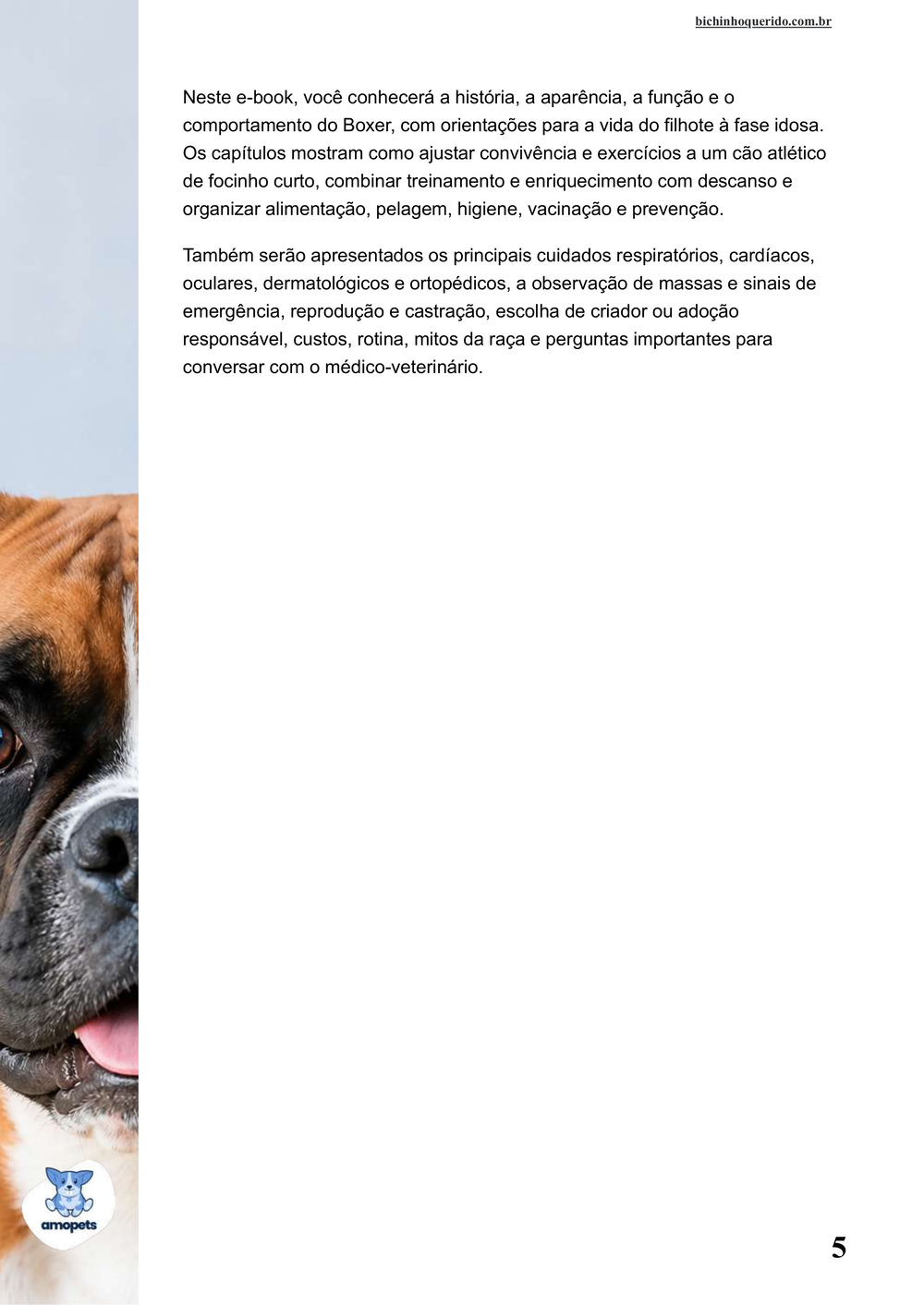 continuação da introdução do e-book Guia de Como Cuidar do Boxer