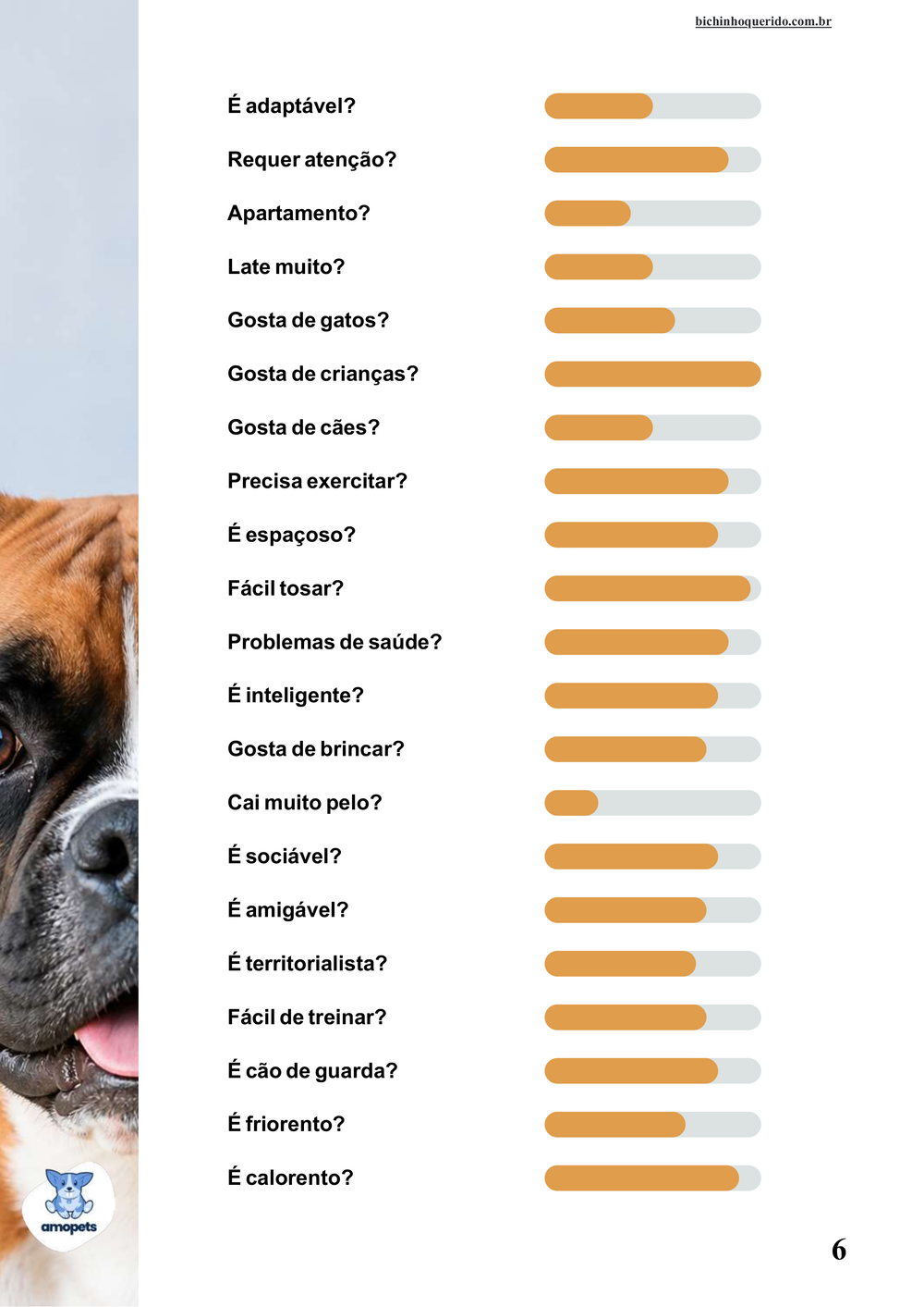 perfil da raça no e-book Guia de Como Cuidar do Boxer
