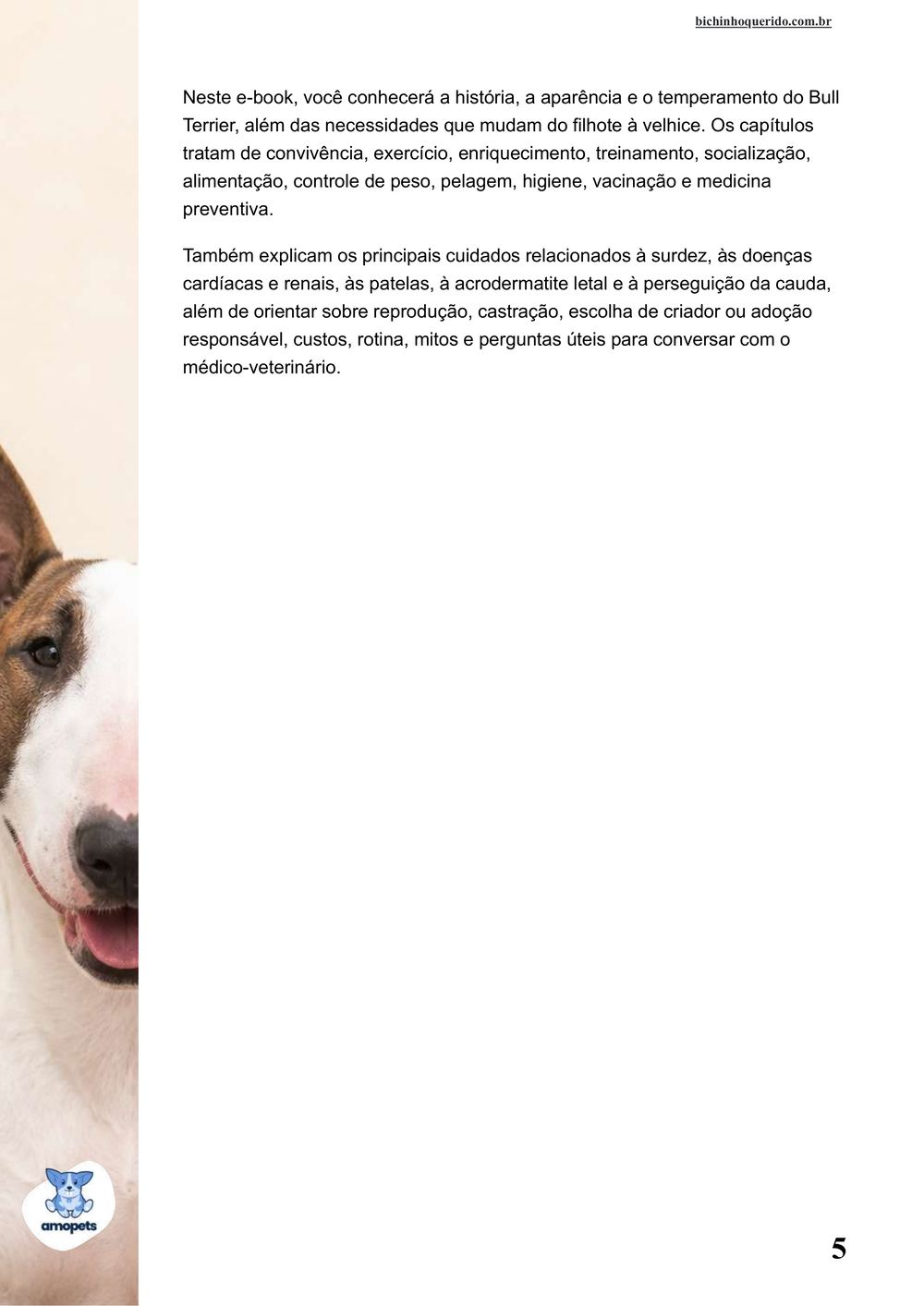 continuação da introdução do e-book Guia de Como Cuidar do Bull Terrier
