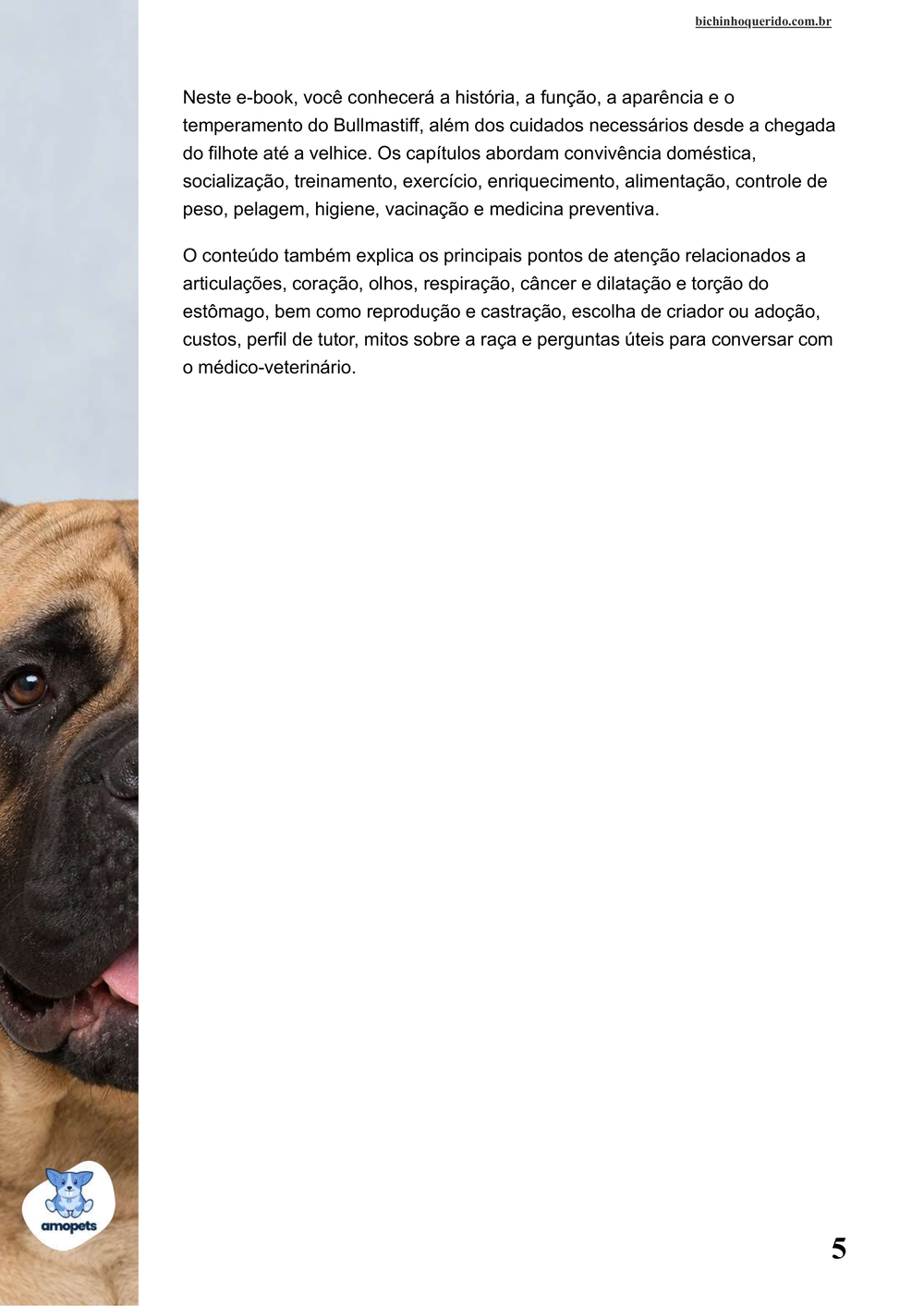 continuação da introdução do e-book Guia de Como Cuidar do Bullmastiff