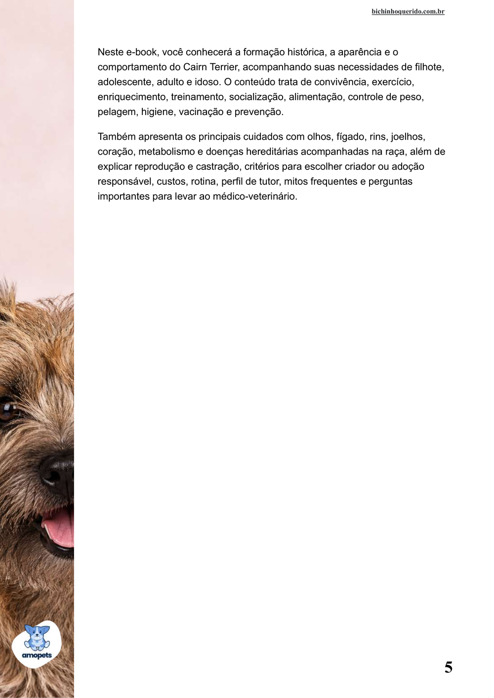 continuação da introdução do e-book Guia de Como Cuidar do Cairn Terrier