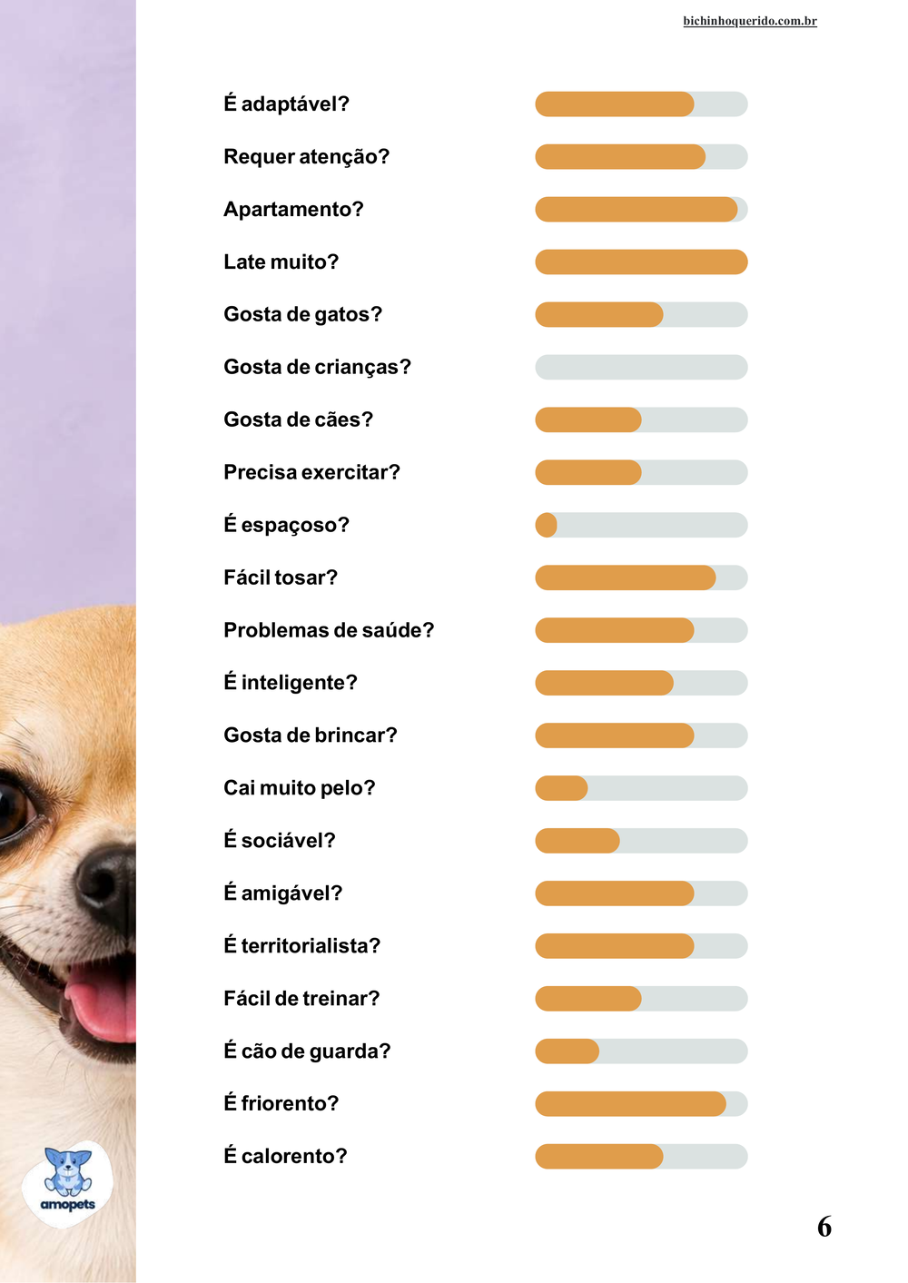 perfil da raça no e-book Guia de Como Cuidar do Chihuahua