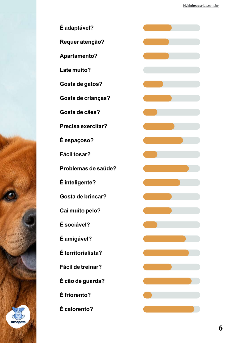 perfil da raça no e-book Guia de Como Cuidar do Chow Chow