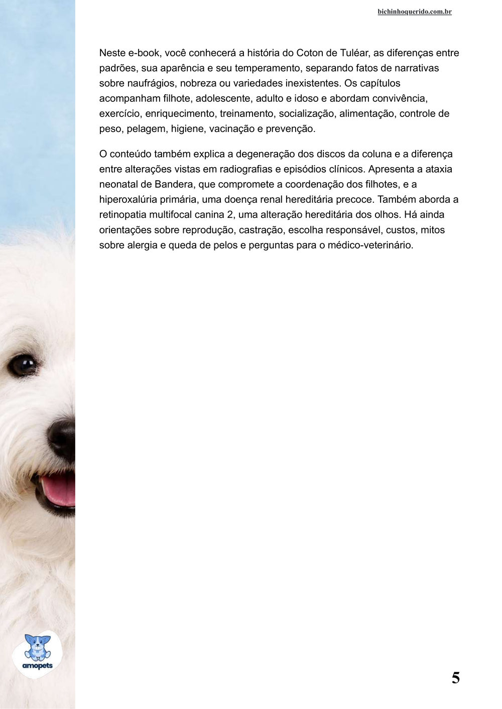 continuação da introdução do e-book Guia de Como Cuidar do Coton de Tulear