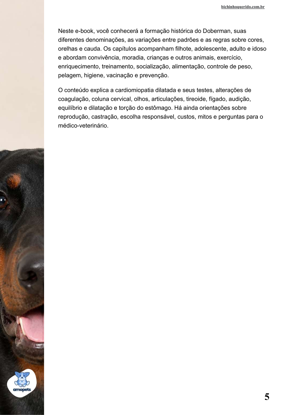 continuação da introdução do e-book Guia de Como Cuidar do Doberman