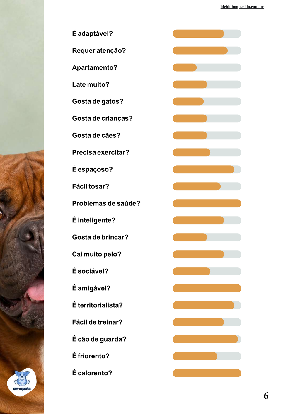 perfil da raça no e-book Guia de Como Cuidar do Dogue de Bordeaux