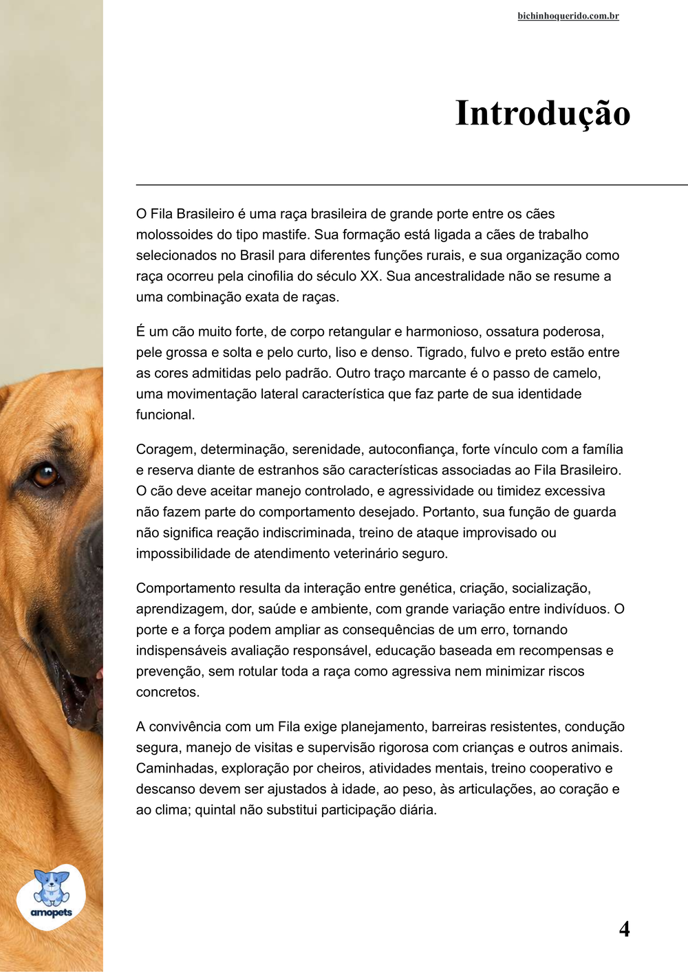 introdução do e-book Guia de Como Cuidar do Fila Brasileiro