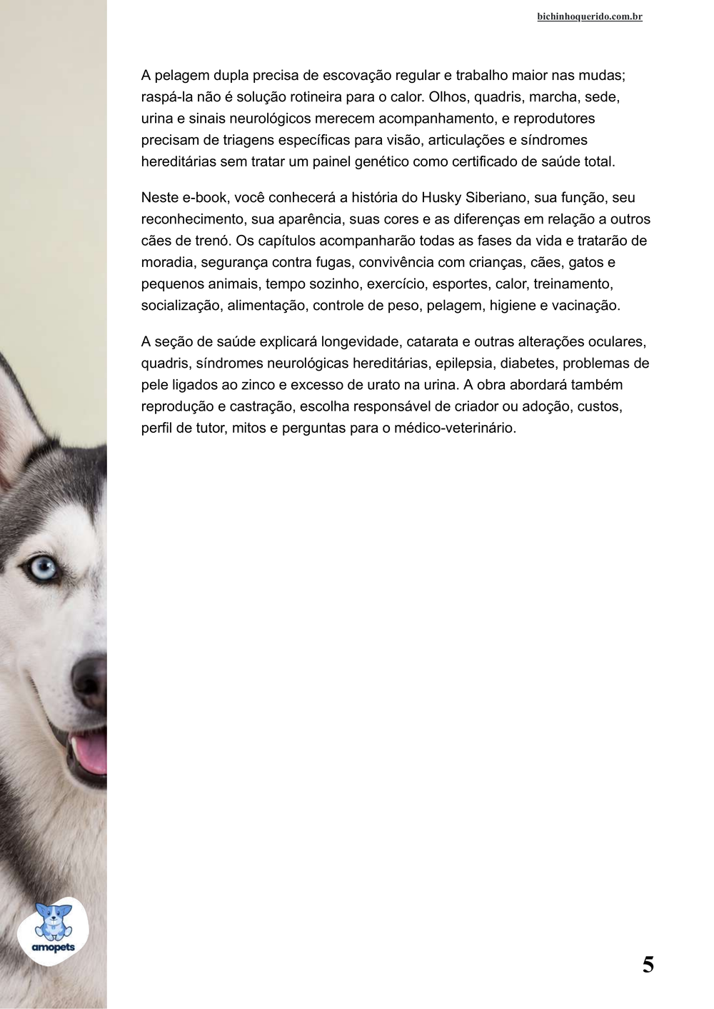 continuação da introdução do e-book Guia de Como Cuidar do Husky Siberiano