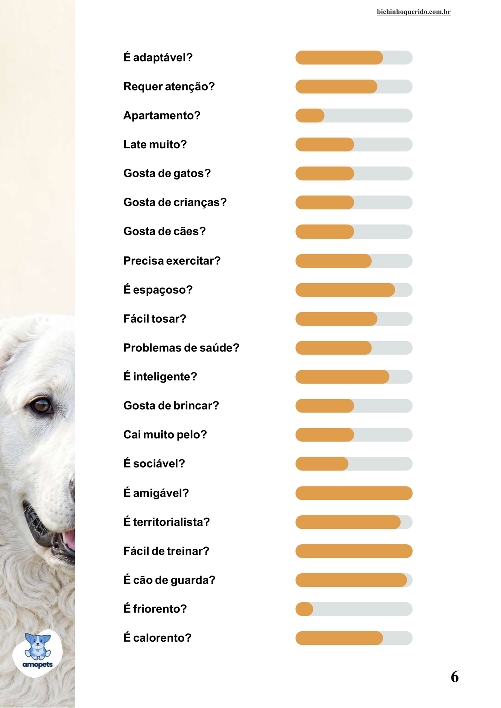 perfil da raça no e-book Guia de Como Cuidar do Kuvasz