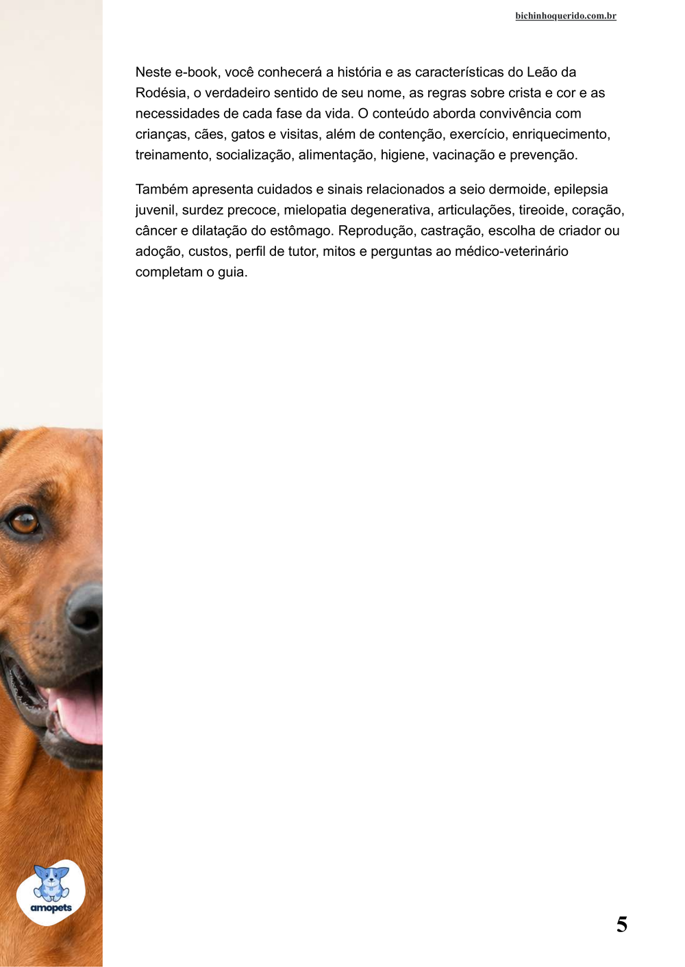 continuação da introdução do e-book Guia de Como Cuidar do Leão da Rodésia