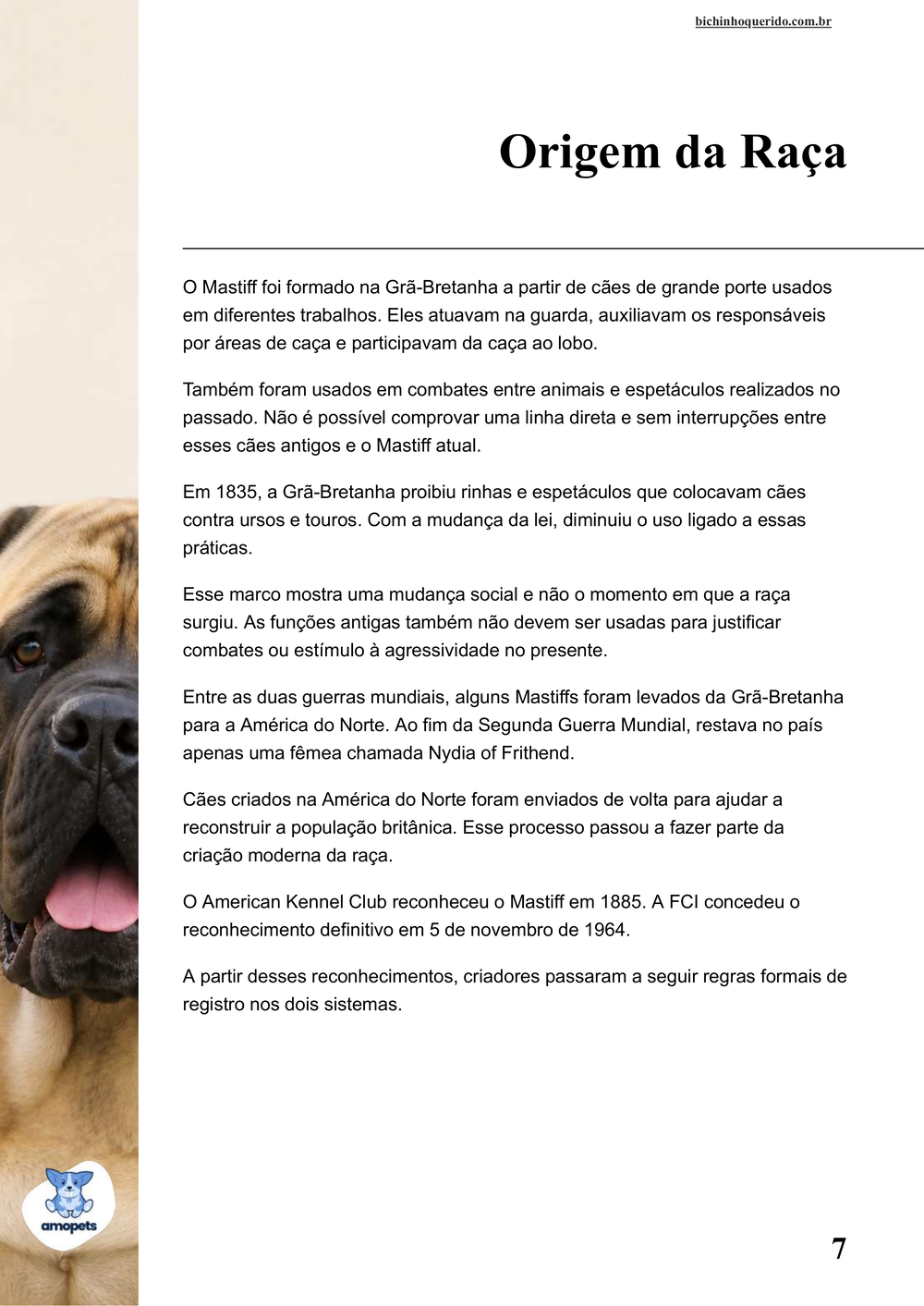 origem da raça no e-book Guia de Como Cuidar do Mastiff