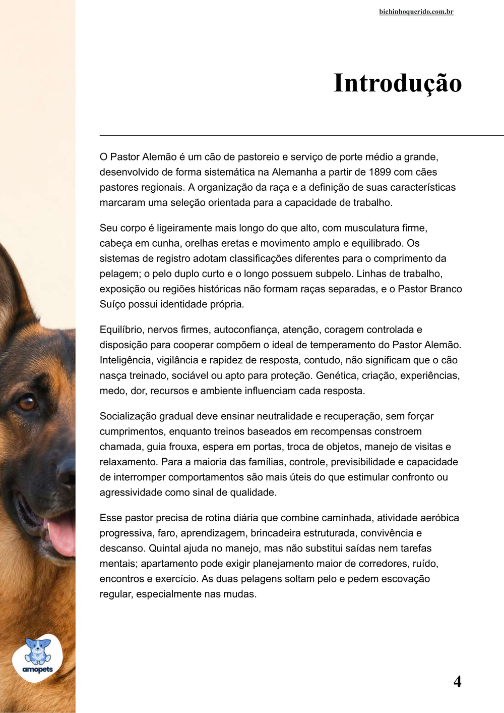 introdução do e-book Guia de Como Cuidar do Pastor Alemão