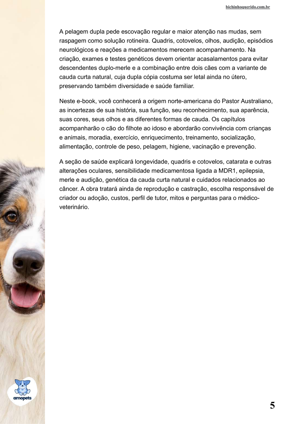 continuação da introdução do e-book Guia de Como Cuidar do Pastor Australiano