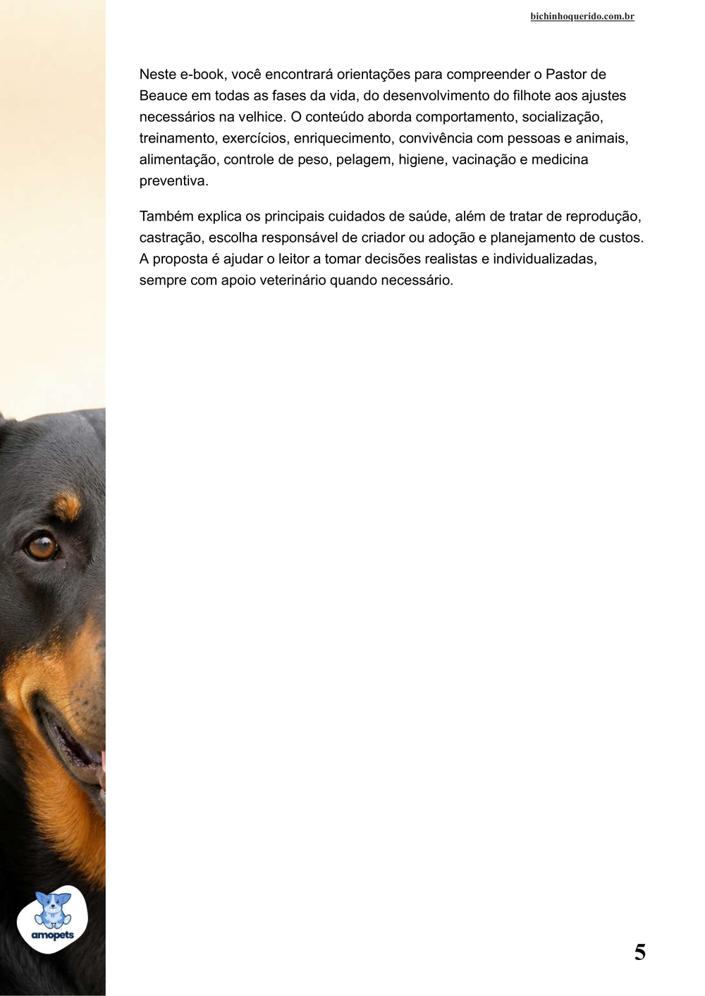 continuação da introdução do e-book Guia de Como Cuidar do Pastor de Beauce