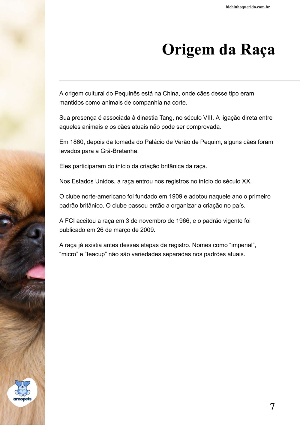 origem da raça no e-book Guia de Como Cuidar do Pequinês