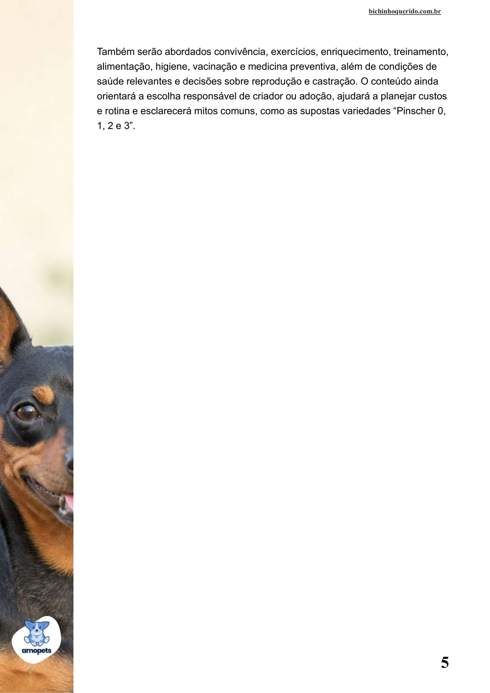 continuação da introdução do e-book Guia de Como Cuidar do Pinscher