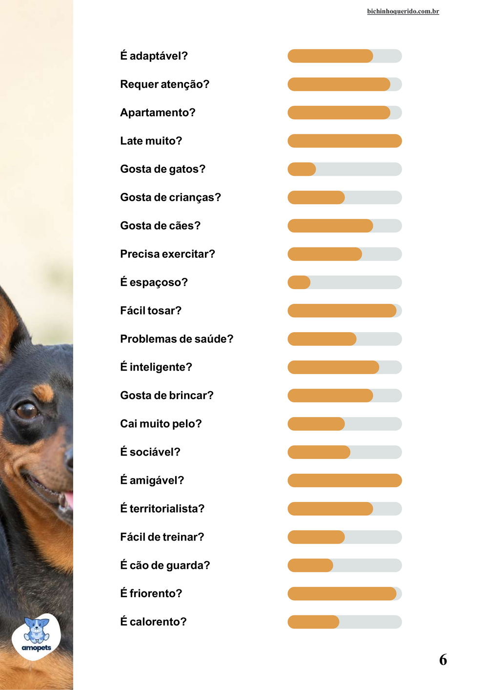 perfil da raça no e-book Guia de Como Cuidar do Pinscher