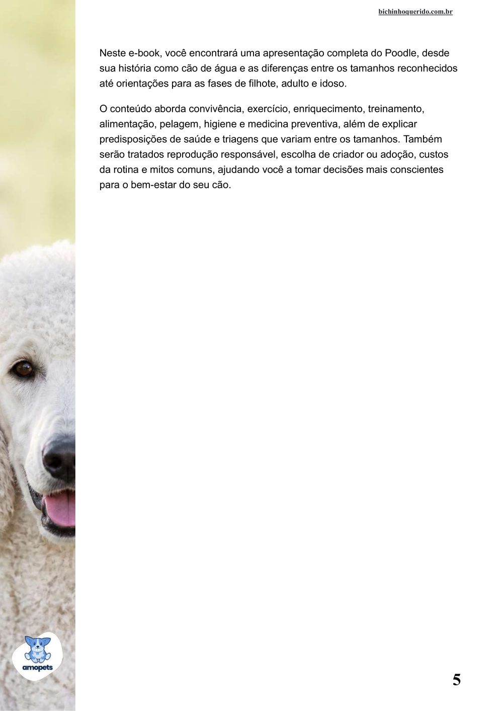 continuação da introdução do e-book Guia de Como Cuidar do Poodle