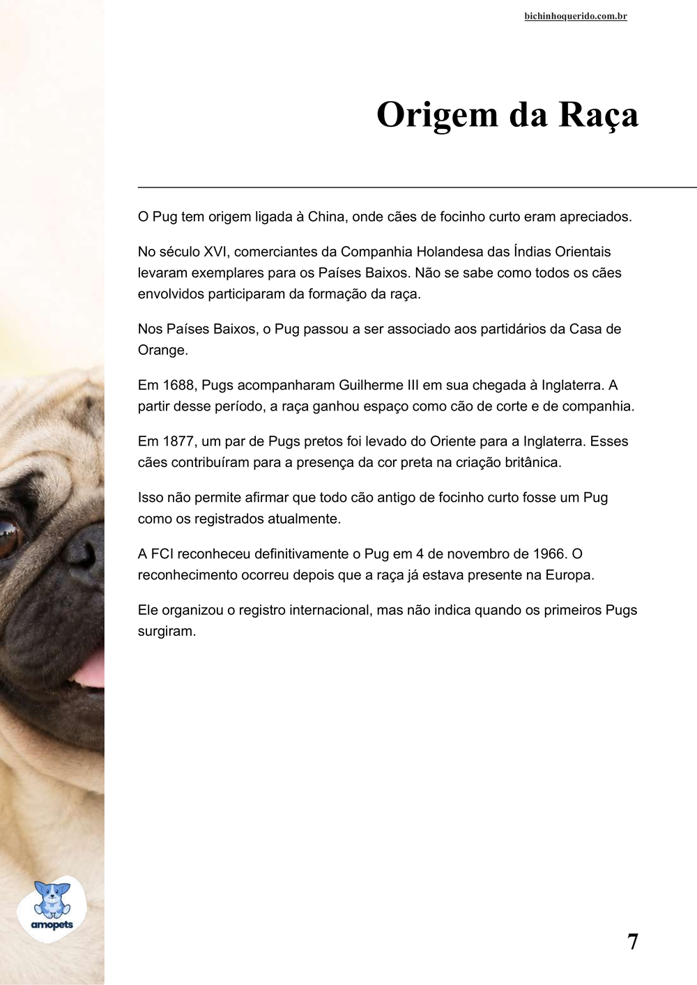 origem da raça no e-book Guia de Como Cuidar do Pug