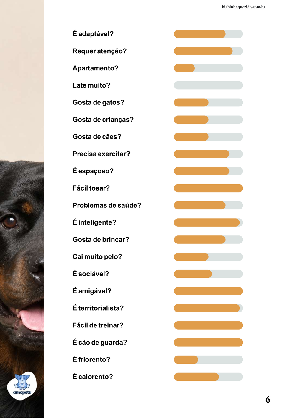 perfil da raça no e-book Guia de Como Cuidar do Rottweiler