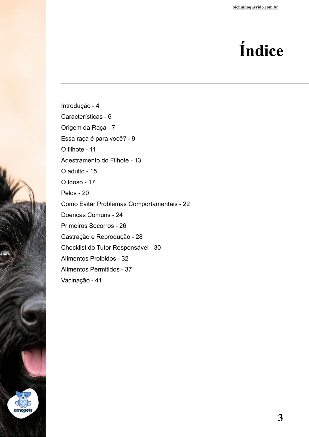 índice do e-book Guia de Como Cuidar do Scottish Terrier