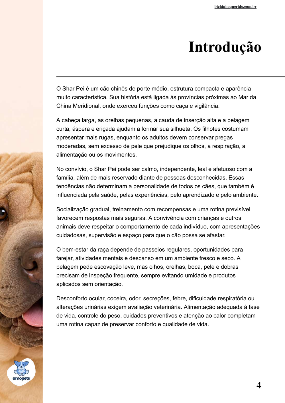 introdução do e-book Guia de Como Cuidar do Shar Pei