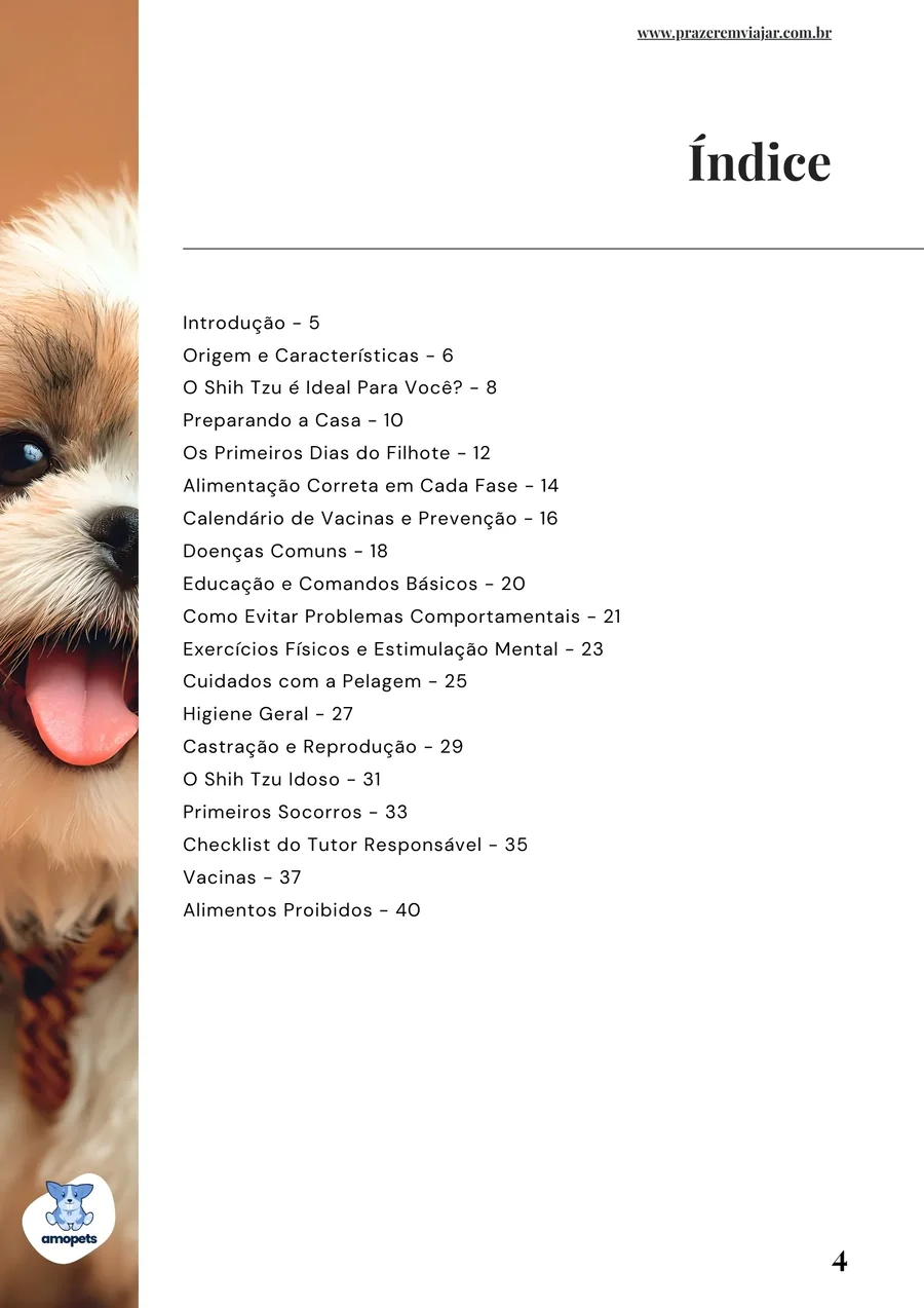 página interna do e-book Guia de Como Cuidar do Shih Tzu