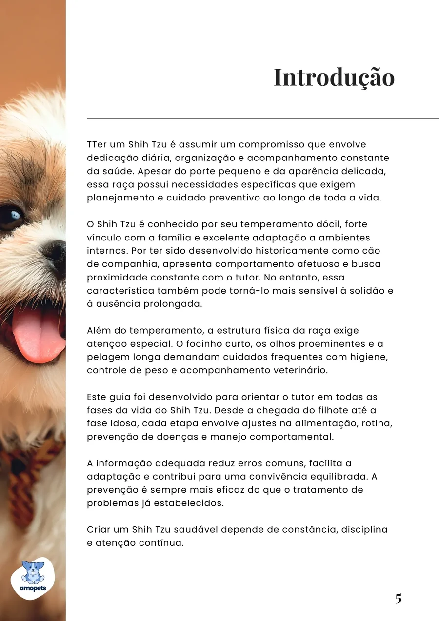 página interna do e-book Guia de Como Cuidar do Shih Tzu
