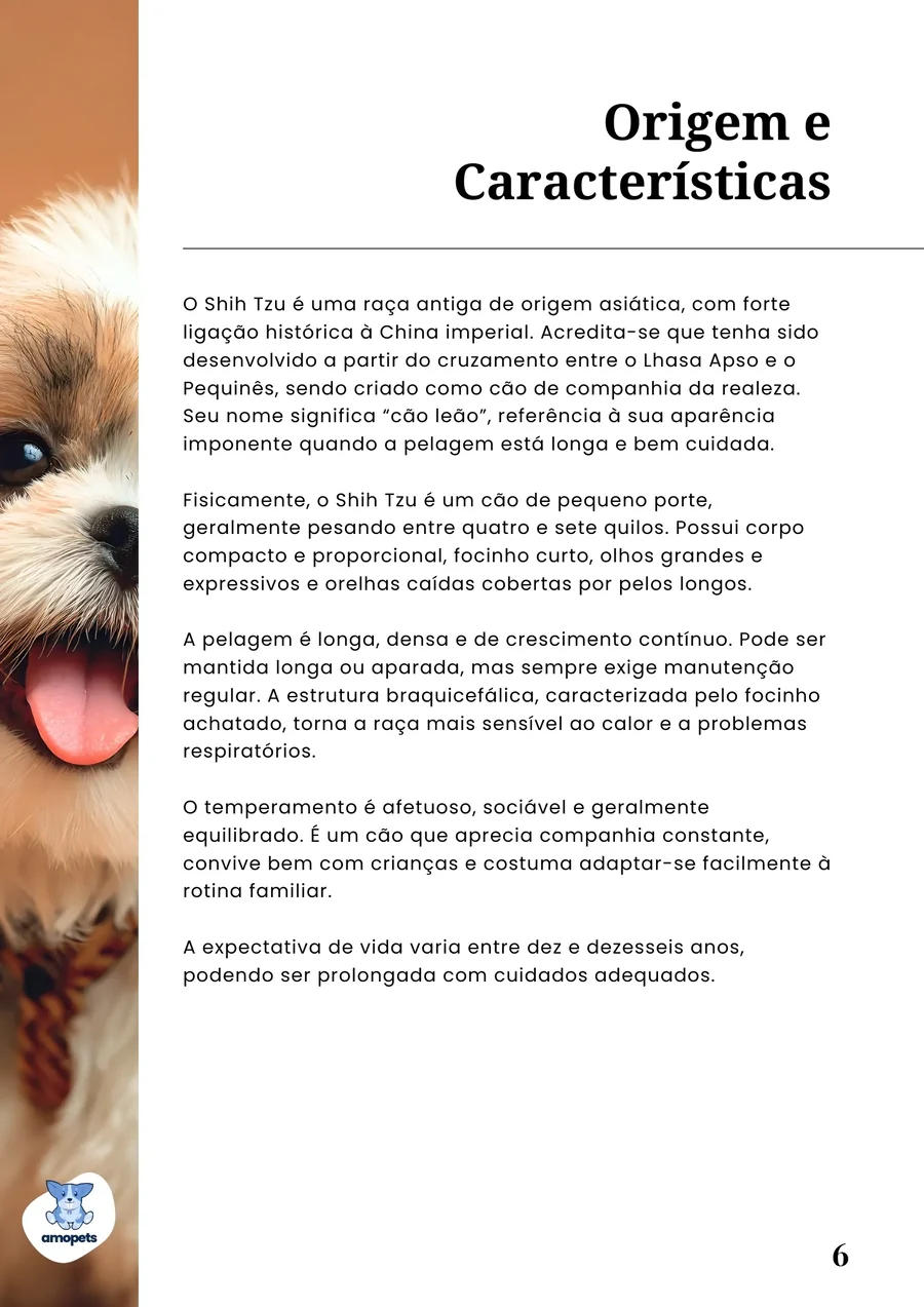 página interna do e-book Guia de Como Cuidar do Shih Tzu
