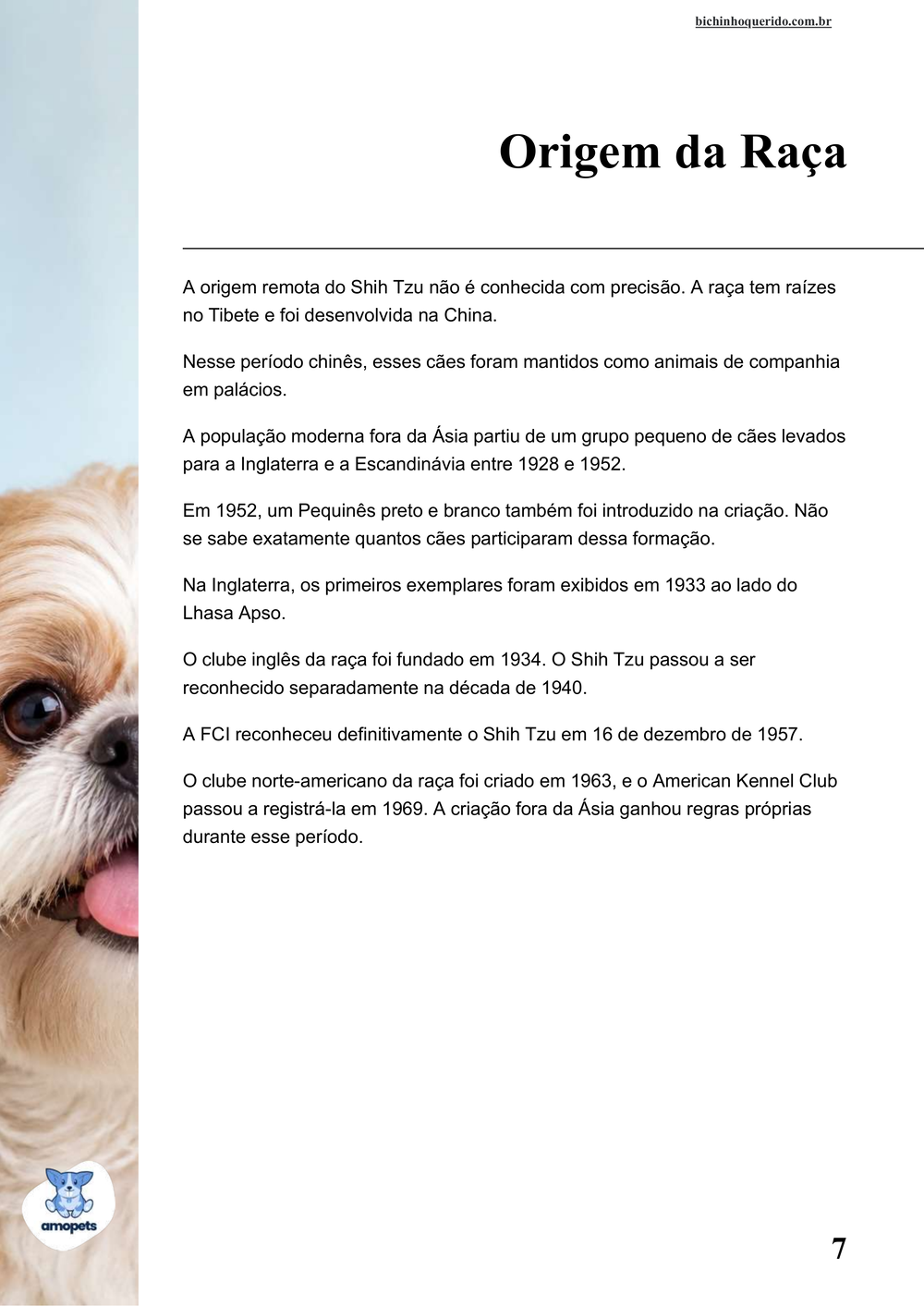 origem da raça no e-book Guia de Como Cuidar do Shih Tzu