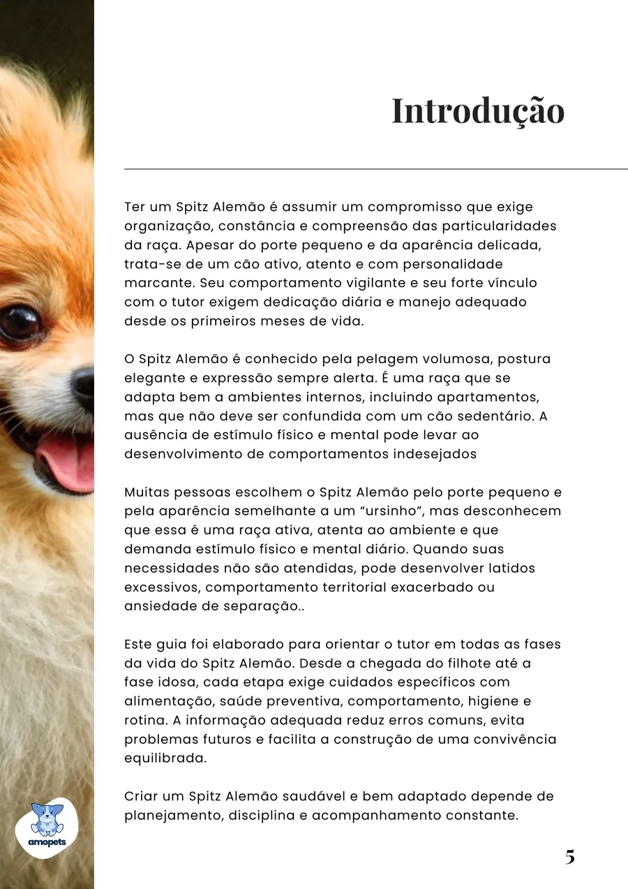 página interna do e-book Guia de Como Cuidar do Spitz Alemão