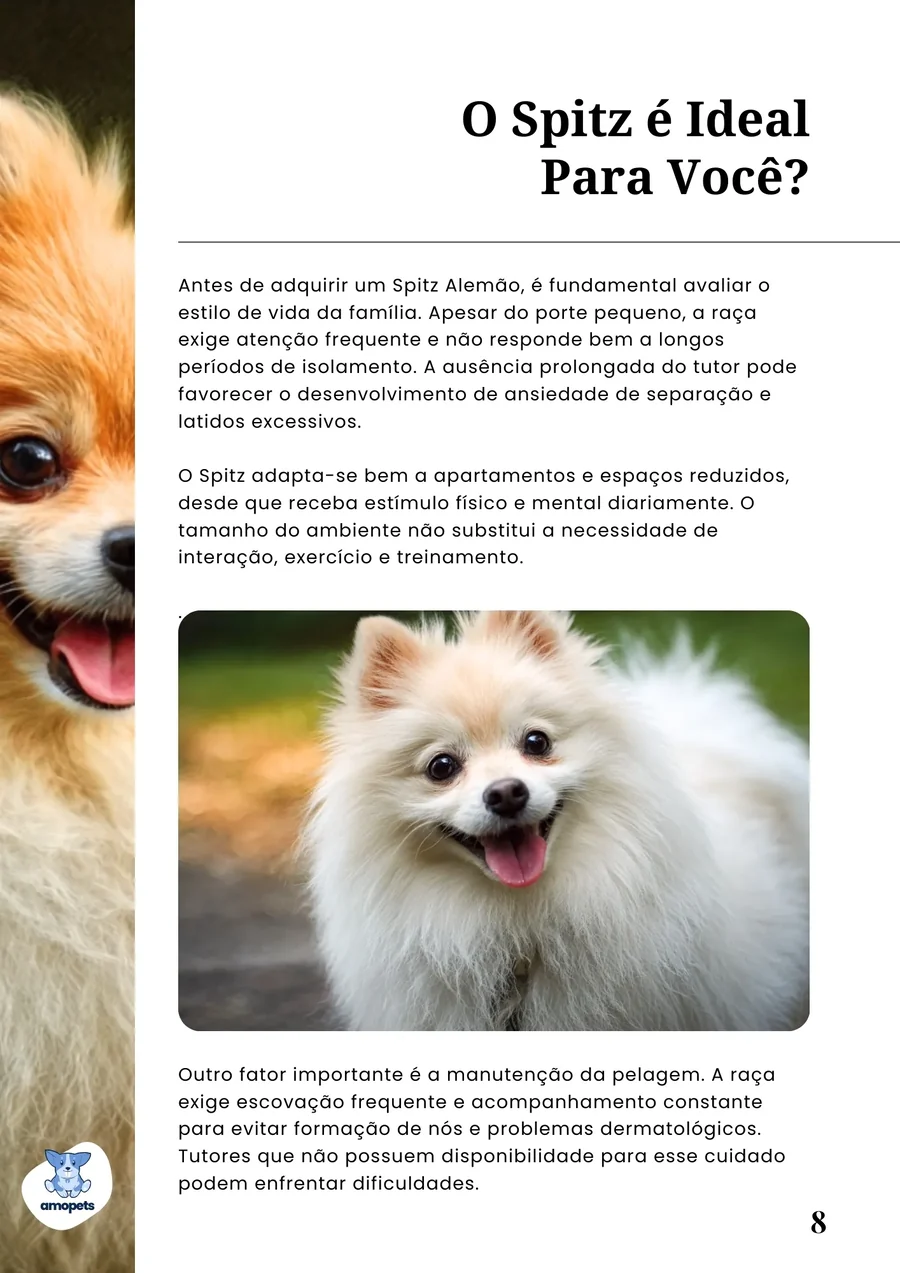 página interna do e-book Guia de Como Cuidar do Spitz Alemão