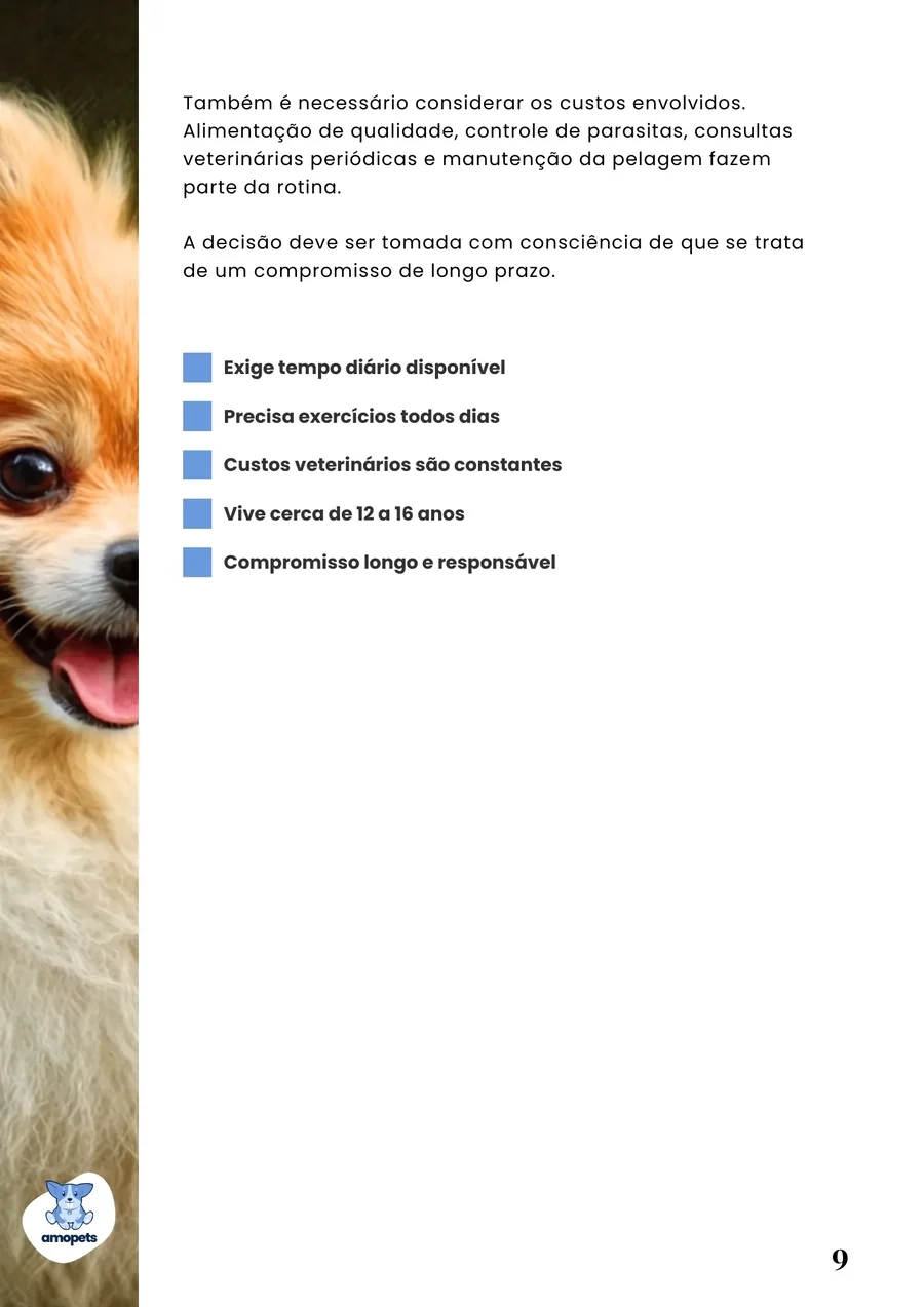 página interna do e-book Guia de Como Cuidar do Spitz Alemão