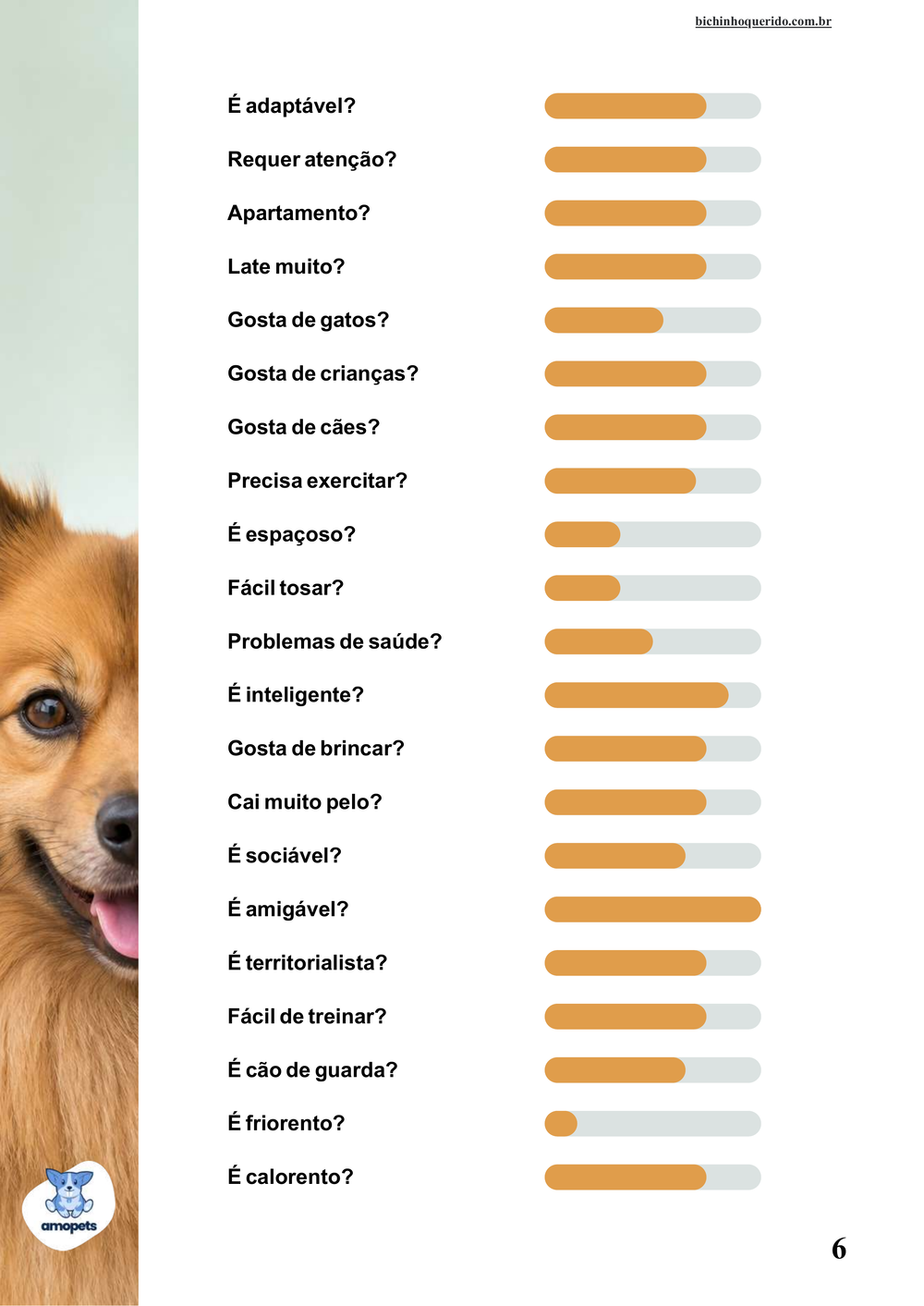 perfil da raça no e-book Guia de Como Cuidar do Spitz Alemão