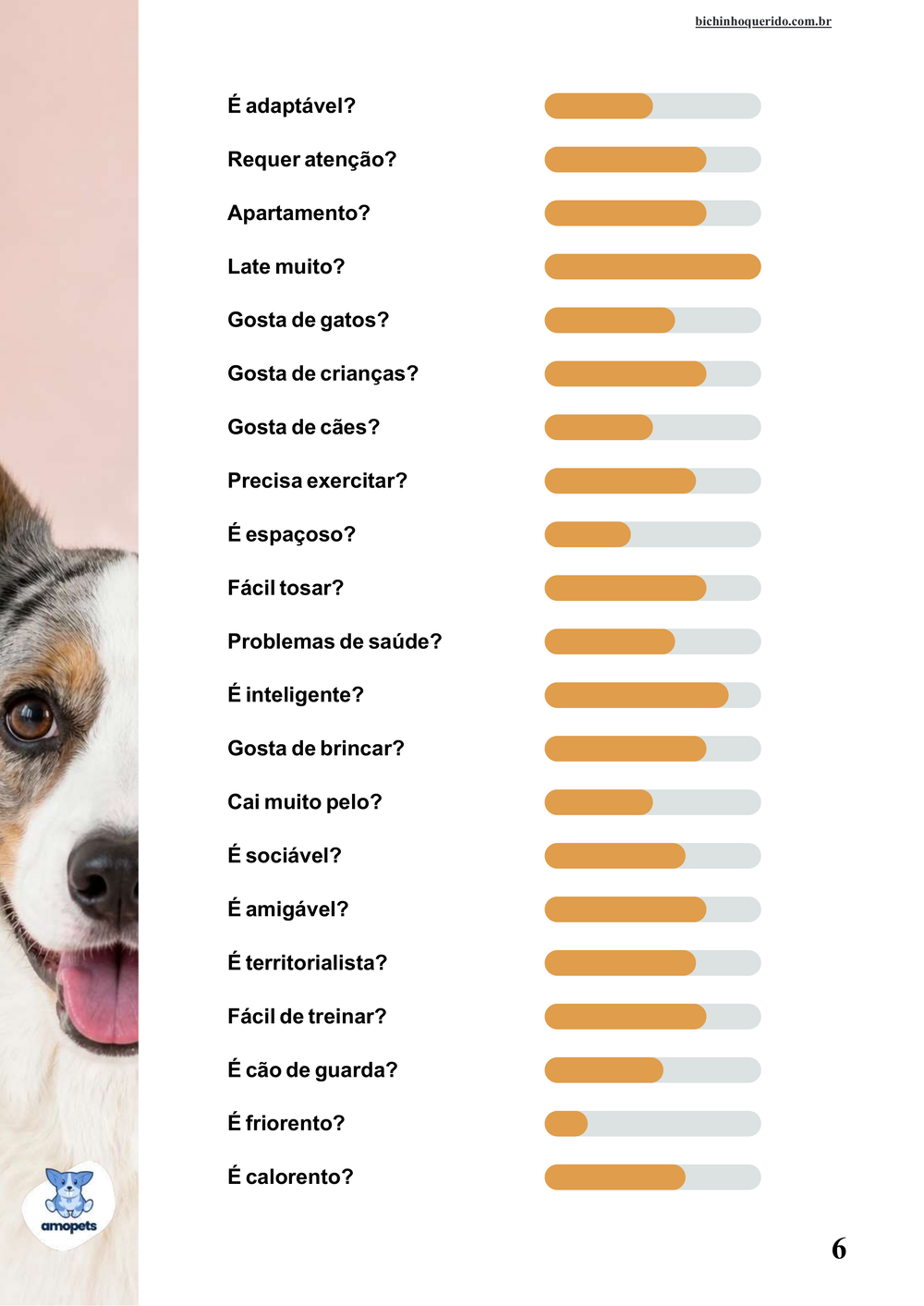 perfil da raça no e-book Guia de Como Cuidar do Welsh Corgi Cardigan