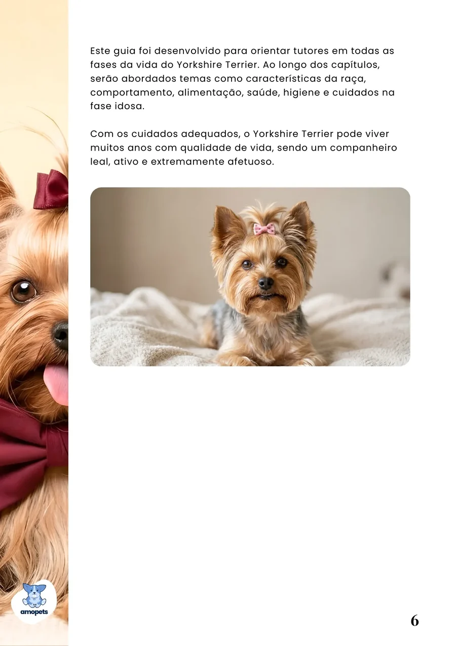 página interna do e-book Guia de Como Cuidar do Yorkshire Terrier