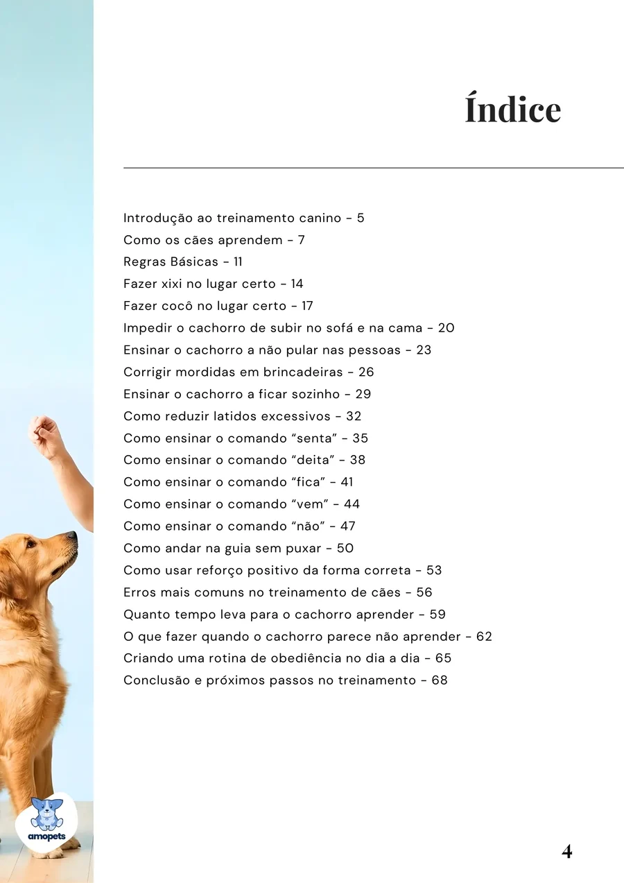 página interna do e-book Guia de Como Educar e Adestrar o Seu Cachorro