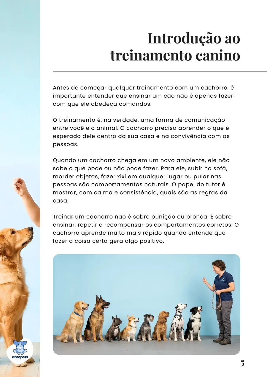 página interna do e-book Guia de Como Educar e Adestrar o Seu Cachorro