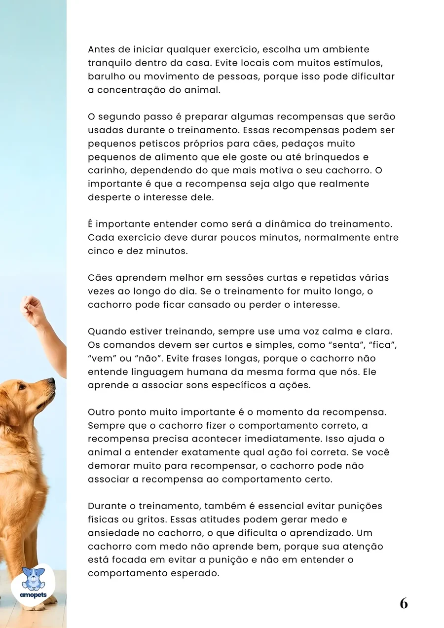 página interna do e-book Guia de Como Educar e Adestrar o Seu Cachorro