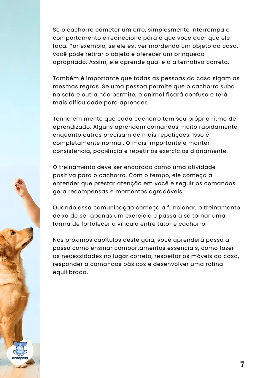 página interna do e-book Guia de Como Educar e Adestrar o Seu Cachorro