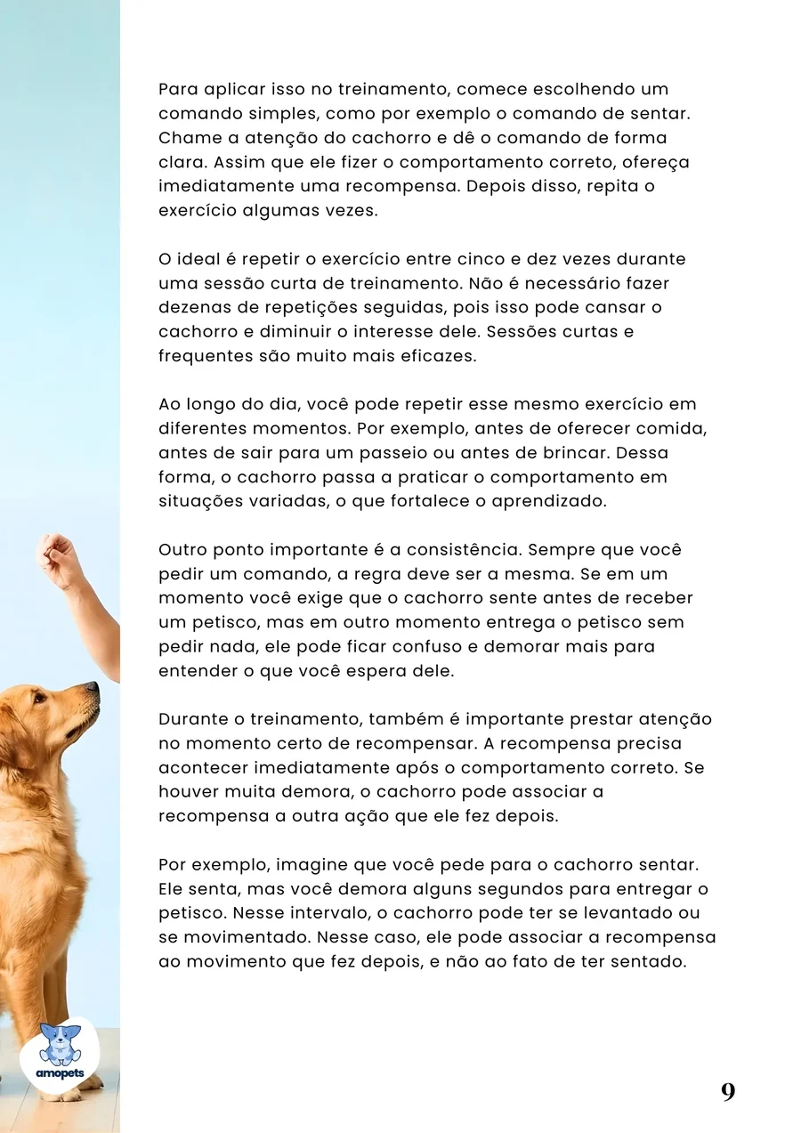 página interna do e-book Guia de Como Educar e Adestrar o Seu Cachorro